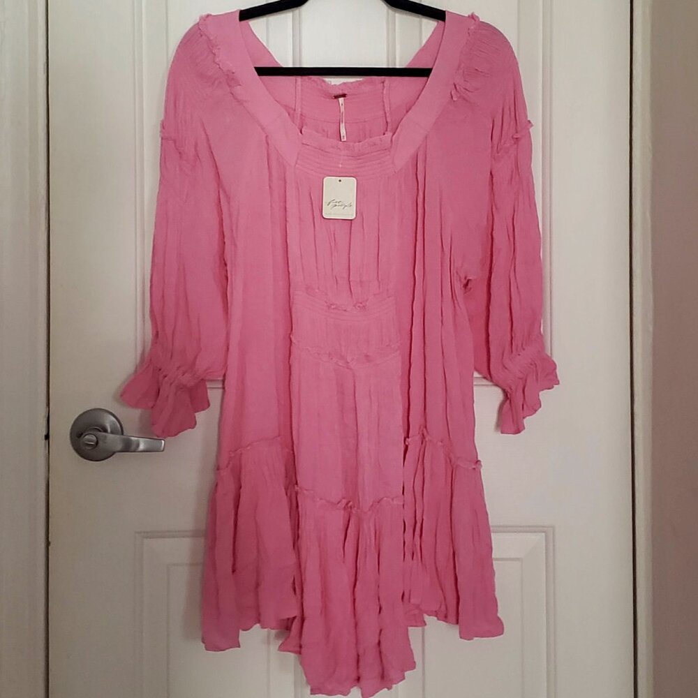 Bright Pink Free People Short Oversized Coverup